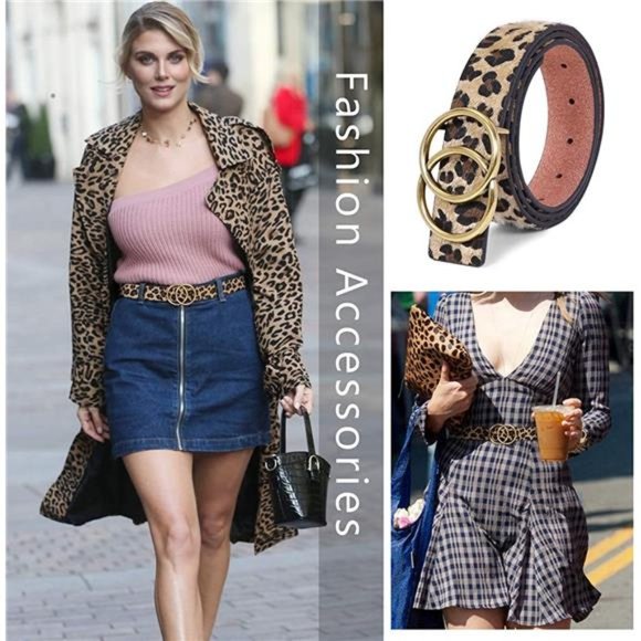 Women’s Leather Ring Belt for Jean, Mothers Day Gifts Double Circle Buckle Belts main image 4